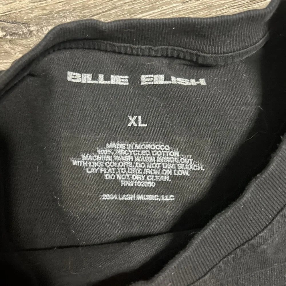 Billie Eilish Hit Me Hard and Soft Tour T Shirt Black Altered Size XL